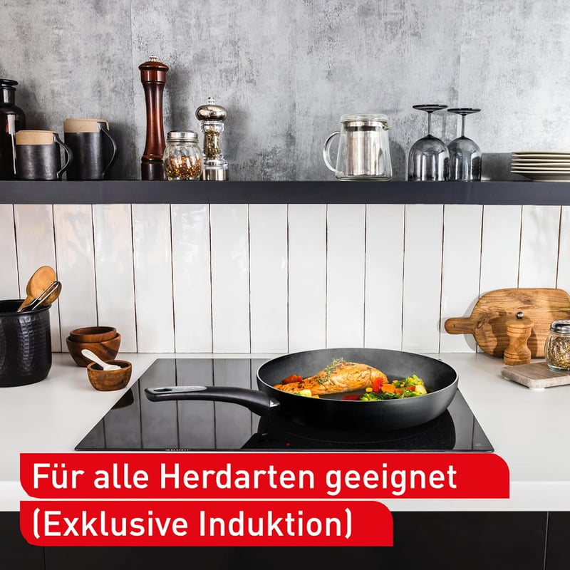 Tefal Hard Titanium Essential 28 cm-es serpenyő, tapadásmentes bevonattal, hőjelzővel