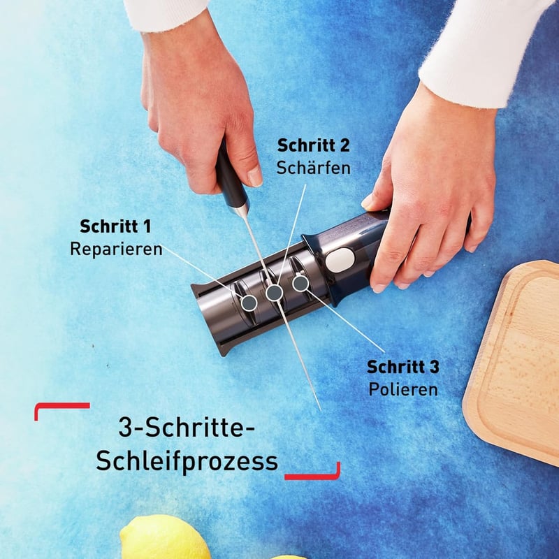 Tefal Ice Force 3 fokozatú kés élezőgép, rozsdamentes acél késekhez, kerámia csiszolókorong, fekete - knife sharpener