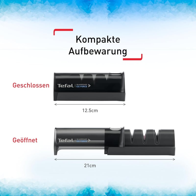 Tefal Ice Force 3 fokozatú kés élezőgép, rozsdamentes acél késekhez, kerámia csiszolókorong, fekete - knife sharpener