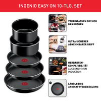 Tefal Ingenio Easy On 10 részes edénykészlet levehető nyéllel, takarékos tárolás, tapadásmentes bevonat, L15999 3