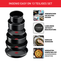 Súprava riadu Tefal Ingenio Easy On L15992, 13-dielna, s odnímateľnou rukoväťou, úsporné skladovanie, nepriľnavý povrch 2