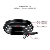 Tefal Ingenio Easy On L15992 set tava, 3 kom, 22/24/26 cm, s odvojivom ručkom, neprianjajući titanijski sloj, crna, perivo u perilici posuđa 2