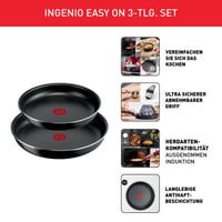Sada panvíc Tefal Ingenio Easy On L15993, 3-dielna, s odnímateľnou rukoväťou, 24/28 cm, stohovateľná, nepriľnavý povrch 3