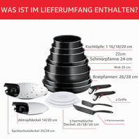 Tefal Ingenio Easy On L1599702 17 részes edénykészlet, tapadásmentes bevonat, diffúziós alap, fekete 2