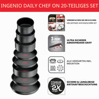 Set de vase Tefal Ingenio L7619402 Daily Chef On, 20 piese, pentru inducție, înveliș antiaderent, stivuibil, compatibil cu mașina de spălat vase 3