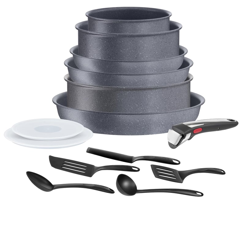 Set de vase Tefal Ingenio L7669902 Natural On, 14 piese, pentru inducție, înveliș antiaderent, stivuibil, compatibil cu mașina de spălat vase, fabricat în Franța