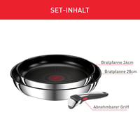 Sada panvíc Tefal Ingenio Preference On 24 a 28 cm s odnímateľnou rukoväťou, stohovateľné, indukčné, nepriľnavý povrch, 2 ks 3