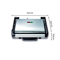 Grătar electric și sandwich maker Tefal Inicio GC241D 2000W cu plăci antiaderente, pentru friptură, panini, legume, oțel inoxidabil, negru, 36.3x10.8x33.2 cm 8