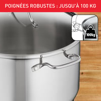 Tefal Intuition XL rozsdamentes acél fazék üvegfedővel, 36 cm, 17,5 L, indukciós főzőlaphoz, szegecses fogantyúkkal 5