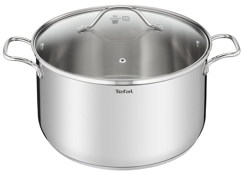 Tefal Intuition XL rozsdamentes acél fazék üvegfedővel, 36 cm, 17,5 L, indukciós főzőlaphoz, szegecses fogantyúkkal