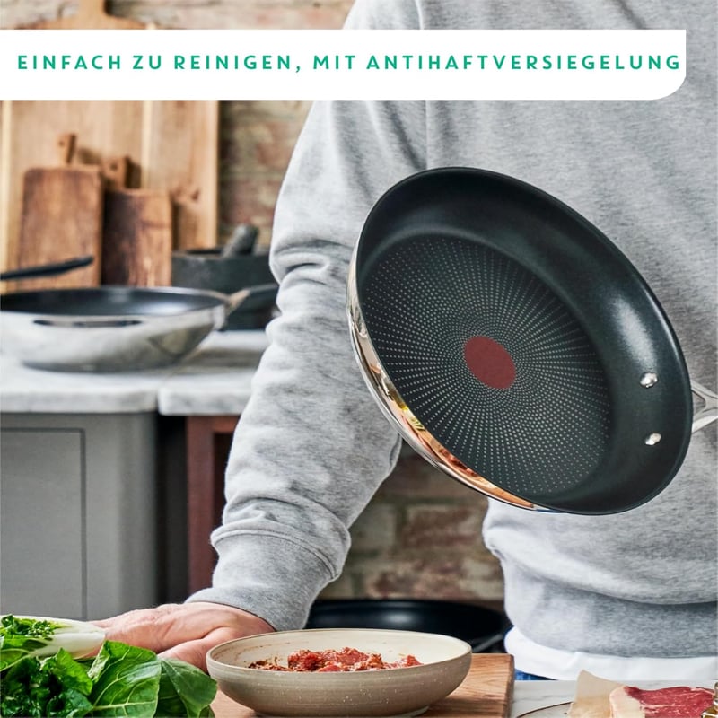 Tefal Jamie Oliver 28 cm-es serpenyő indukciós, rozsdamentes, nem tapad felület - 2-28 cm