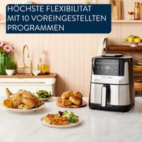 Friteuză cu aer cald Tefal Jamie Oliver Easy Fry Silence Deluxe EY55JDE0, 5 L, silențioasă, 10 programe, ecran tactil digital, grătar turnat + capac, negru/oțel inoxidabil 5