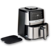 Friteuză cu aer cald Tefal Jamie Oliver Easy Fry Silence Deluxe EY55JDE0, 5 L, silențioasă, 10 programe, ecran tactil digital, grătar turnat + capac, negru/oțel inoxidabil 1