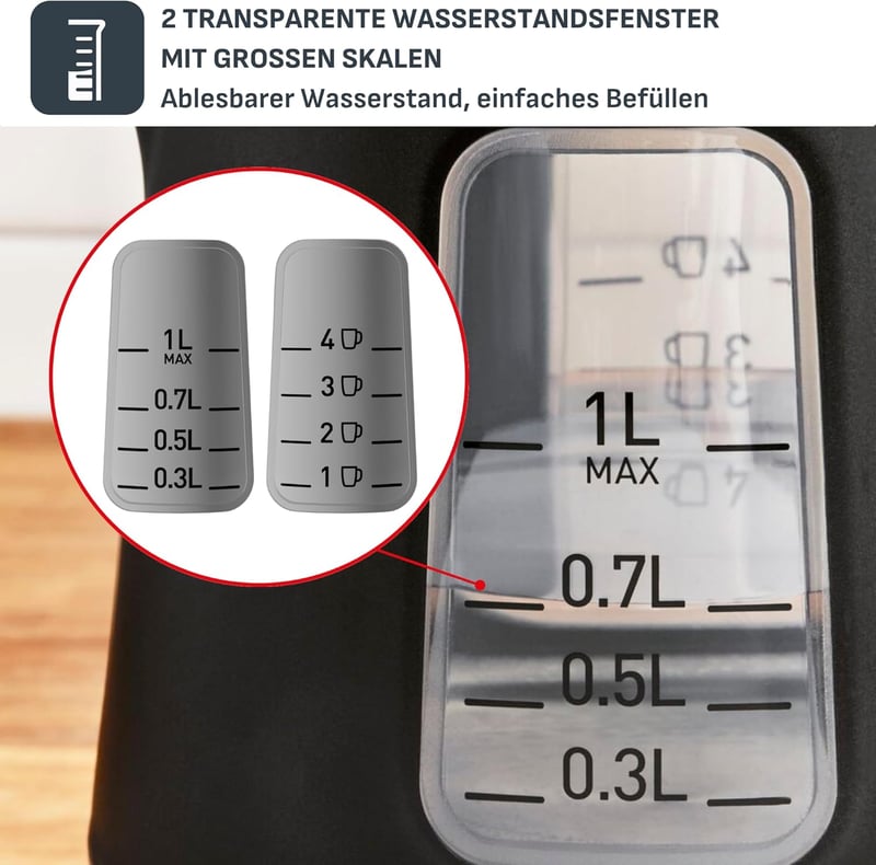Tefal KI5338 Includeo 1 literes vízforraló 2400W 360° forgótalp szűrővel