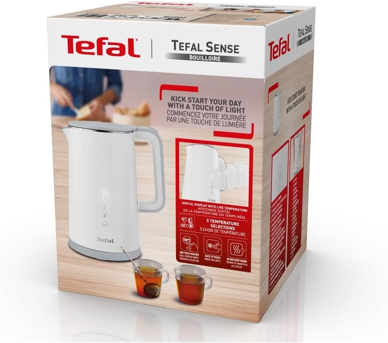 Tefal KO6931 Sense Digitális Vízforraló 1,5L, 5 Hőfok, 30 Perc Melegítés
