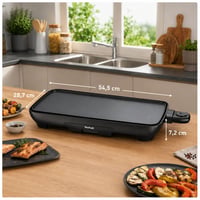 Elektrický stolný gril Tefal Malaga Plancha CB501812, 2000 W, extra veľká grilovacia plocha, plynulý termostat, nepriľnavý povrch, Thermo-Spot, s odkvapkávaním tuku, pre 6–8 osôb, čierny 6