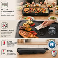 Elektrický stolný gril Tefal Malaga Plancha CB501812, 2000 W, extra veľká grilovacia plocha, plynulý termostat, nepriľnavý povrch, Thermo-Spot, s odkvapkávaním tuku, pre 6–8 osôb, čierny 4