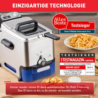Tefal Oleoclean Pro félprofesszionális olajsütő 3,5 L, 2300 W, rozsdamentes acél, olajszűrő, kivehető tartály, időzítő, mosogatógépben mosható 2
