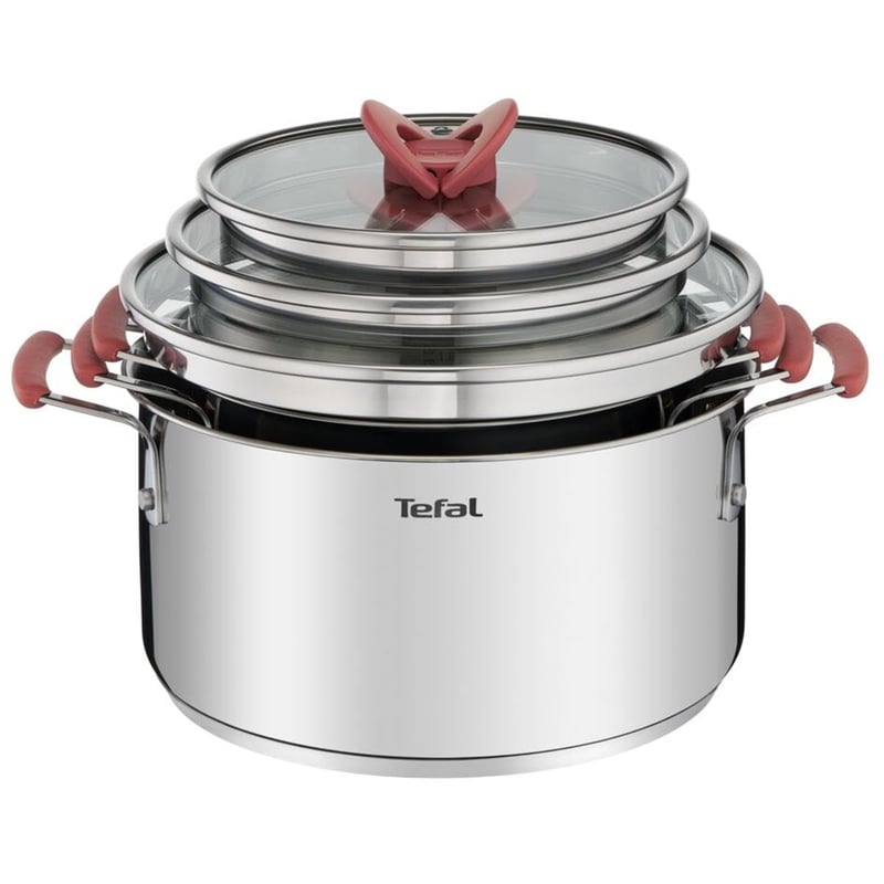 Tefal Opti'Space set lonaca od 3 dijela sa staklenim poklopcima, za indukciju - 18/20/24 cm
