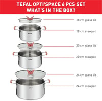 Tefal Optispace 3 részes edénykészlet 18/20/24 cm indukciós főzőlaphoz rozsdamentes 6