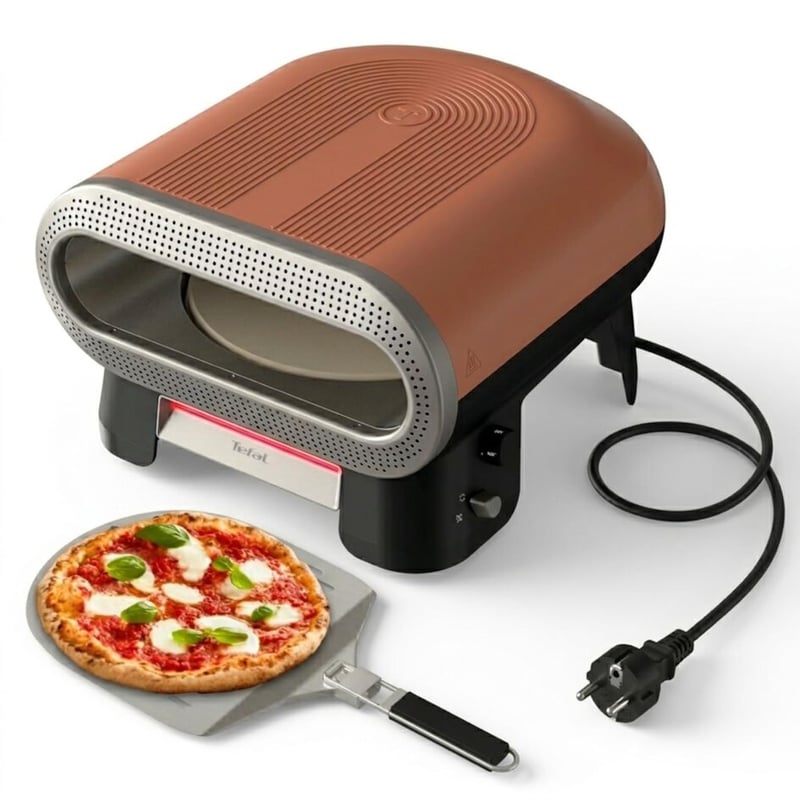 Cuptor electric de exterior pentru pizza Tefal Pizza Pronto cu piatră rotativă automată, 30 cm, 2600W