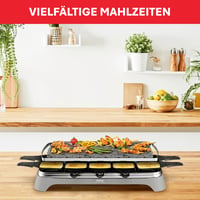 Raclette gril Tefal PR457B Pierrade s kamennou doskou pre 10 osôb, 10 nepriľnavých panvičiek, sivý, 1350 W, s odnímateľným káblom a škrabkou 6