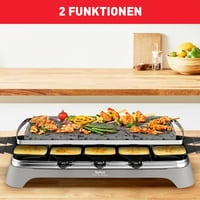 Raclette gril Tefal PR457B Pierrade s kamennou doskou pre 10 osôb, 10 nepriľnavých panvičiek, sivý, 1350 W, s odnímateľným káblom a škrabkou 3