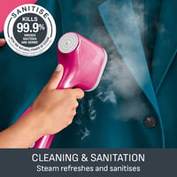 Tefal Pure Pop Slim kézi ruhasteamer 70ml tartállyal, 15 másodperc alatt kész, utazási gőzölő, rózsaszín 9