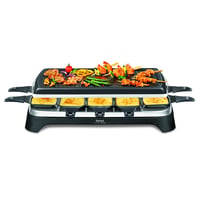 Raclette gril Tefal RE458812 Gourmet 10 pre 10 osôb, stolný gril s nepriľnavým povrchom, funkciou Thermo-Spot, 1350 W, čierna/nehrdzavejúca oceľ 1