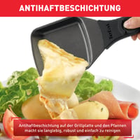 Raclette gril Tefal RE458812 Gourmet 10 pre 10 osôb, stolný gril s nepriľnavým povrchom, funkciou Thermo-Spot, 1350 W, čierna/nehrdzavejúca oceľ 7