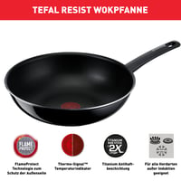 Panvica wok Tefal Resist D52619 28 cm, titánový nepriľnavý povrch, indikátor teploty Thermo-Signal, technológia Flame Protect, čierna 2