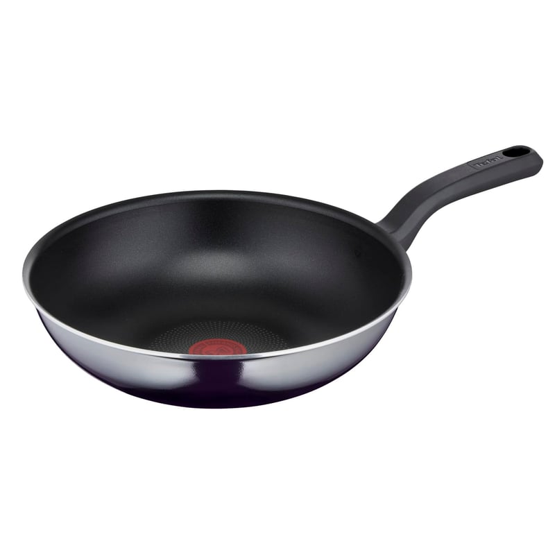Panvica wok Tefal Resist D52619 28 cm, titánový nepriľnavý povrch, indikátor teploty Thermo-Signal, technológia Flame Protect, čierna