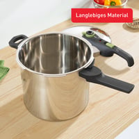 Tlakový hrniec Tefal Secure Trendy 8 l s košom, 2 stupne varenia 117 a 112 °C, indukčné dno, nehrdzavejúca oceľ, čierna/zelená, na všetky typy varných dosiek 7