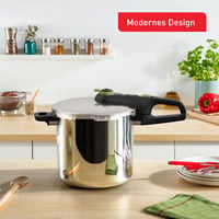 Tlakový hrniec Tefal Secure Trendy 8 l s košom, 2 stupne varenia 117 a 112 °C, indukčné dno, nehrdzavejúca oceľ, čierna/zelená, na všetky typy varných dosiek 3