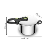 Tefal Secure Trendy P2580703 Ekspres lonac, indukcija, 6 L, 2 razine kontrole kuhanja (117°C i 112°C), za sve vrste štednjaka, nehrđajući čelik/crna/zelena 8