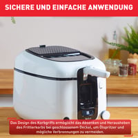 Friteuză Tefal Super Uno FR3140 2,2 litri, cu Temporizator, Componente compatibile cu mașina de spălat vase, Înveliș antiaderent, Filtru de mirosuri, Alb/Negru 5