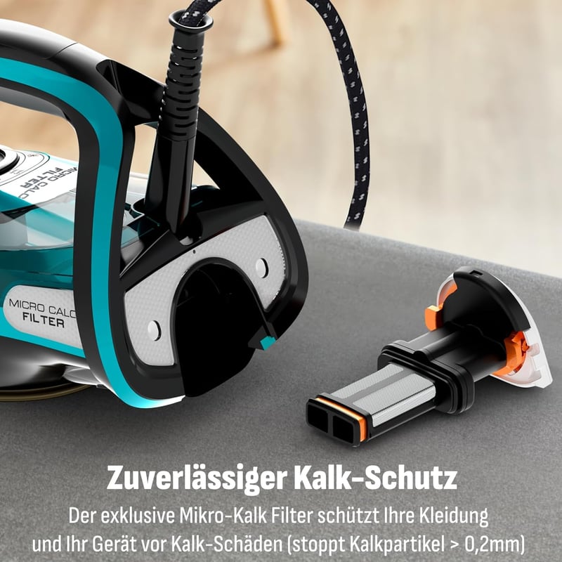Tefal Ultimate Pure Steam vasaló 3200W Durilium Airglide talppal fekete-türkiz