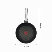 Tigaie Wok Tefal Unlimited On G25919 28 cm, strat antiaderent Titanium 6X rezistent la zgârieturi, Thermo-Signal, inducție 7