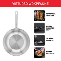 Tefal Virtuoso Wok tava 28 cm, nehrđajući čelik, bez neprijanjajućeg sloja, prikladna za indukcijske ploče, otporna na pećnicu do 250°C 2