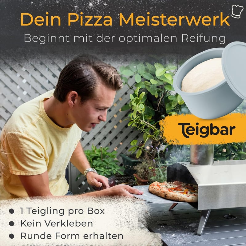 Teigbar Pizzatészta Tároló Doboz Szilikon 2db Fekete/Szürke 13cm