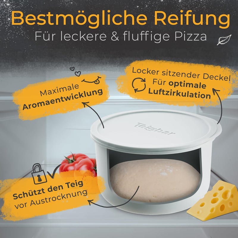 Teigbar Pizzatészta Tároló Doboz Szilikon 2db Fekete/Szürke 13cm