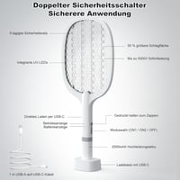 TEINNGO 5000V elektromos légyfogó USB-C töltéssel, 2in1 rovarirtó 7
