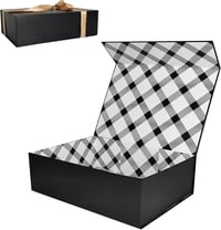 Tekhoho Fekete Ajándékdoboz 33x23,7x10cm Mágneses Fedéllel és Szalaggal 1