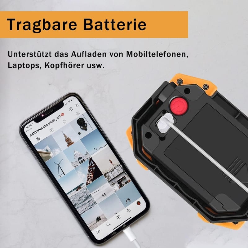 Tekstap LED Munkalámpa Akkumulátoros 2x30W COB Hordozható Kempinglámpa USB Töltés 1500LM 3 Fénymód Építkezés Garázshoz 2db