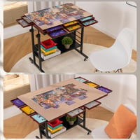 Tektalk Skladací stôl na puzzle pre 2000 dielikov, s nastaviteľnou výškou, 2 plstenými podložkami, 8 triediacimi podnosmi, 4 kolieskami, čierny 8