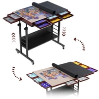 Tektalk Skladací stôl na puzzle pre 2000 dielikov, s nastaviteľnou výškou, 2 plstenými podložkami, 8 triediacimi podnosmi, 4 kolieskami, čierny 1