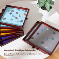 Tektalk Skladací stôl na puzzle pre 2000 dielikov, s nastaviteľnou výškou, 2 plstenými podložkami, 8 triediacimi podnosmi, 4 kolieskami, čierny 6
