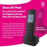 Telekom Sinus 207 rozširujúca sada – prídavné slúchadlo s nabíjacou stanicou, čierne – pre základňu Sinus 207 / A207 2