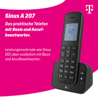 Bezdrôtový stolný telefón Telekom Sinus A 207 DECT so záznamníkom, čierny, kompatibilný s Fritz!Box 2