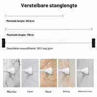 Bară telescopică reglabilă fără găurire, 79-114 cm, fixare cu arc, suport pentru umerașe - alb-gri 6